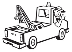 吊車司機(jī)開著小吊車的簡筆畫圖片